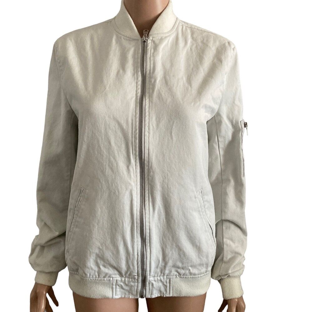 Asos Design Jacket Womens XS White Zipper Accent